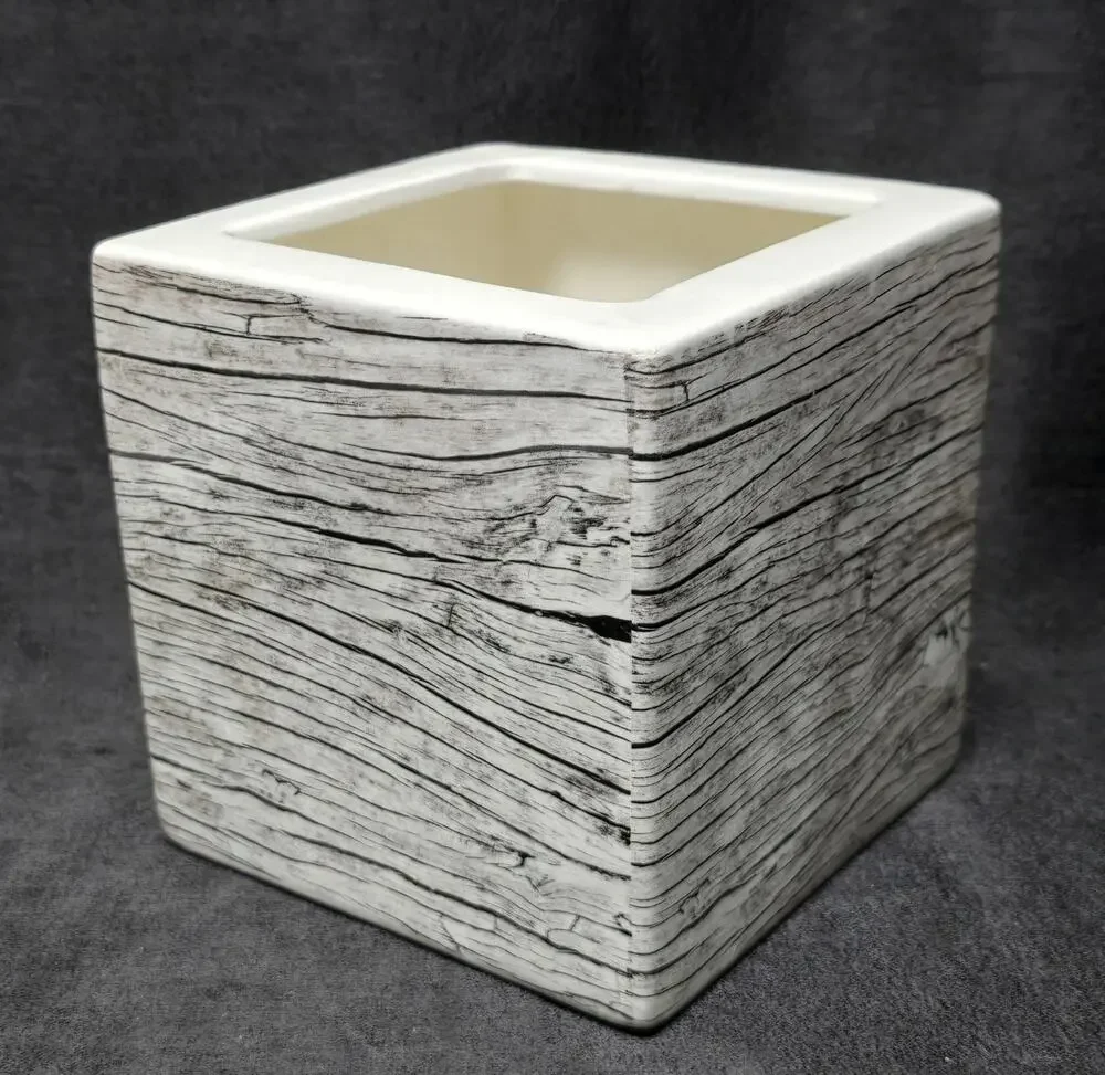 Ceramic Wood Look Planter Cache Pot Vase Holder